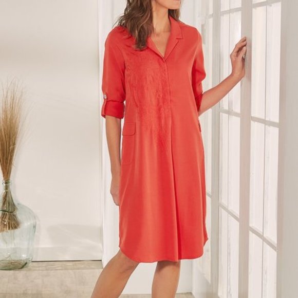Soft Surroundings Dresses & Skirts - Soft Surroundings Coral Tencel Shirtdress Dress XL